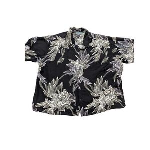 Cubavera Mens 3X Black Tropical Floral Short Sleeve Button Down Camp Shirt